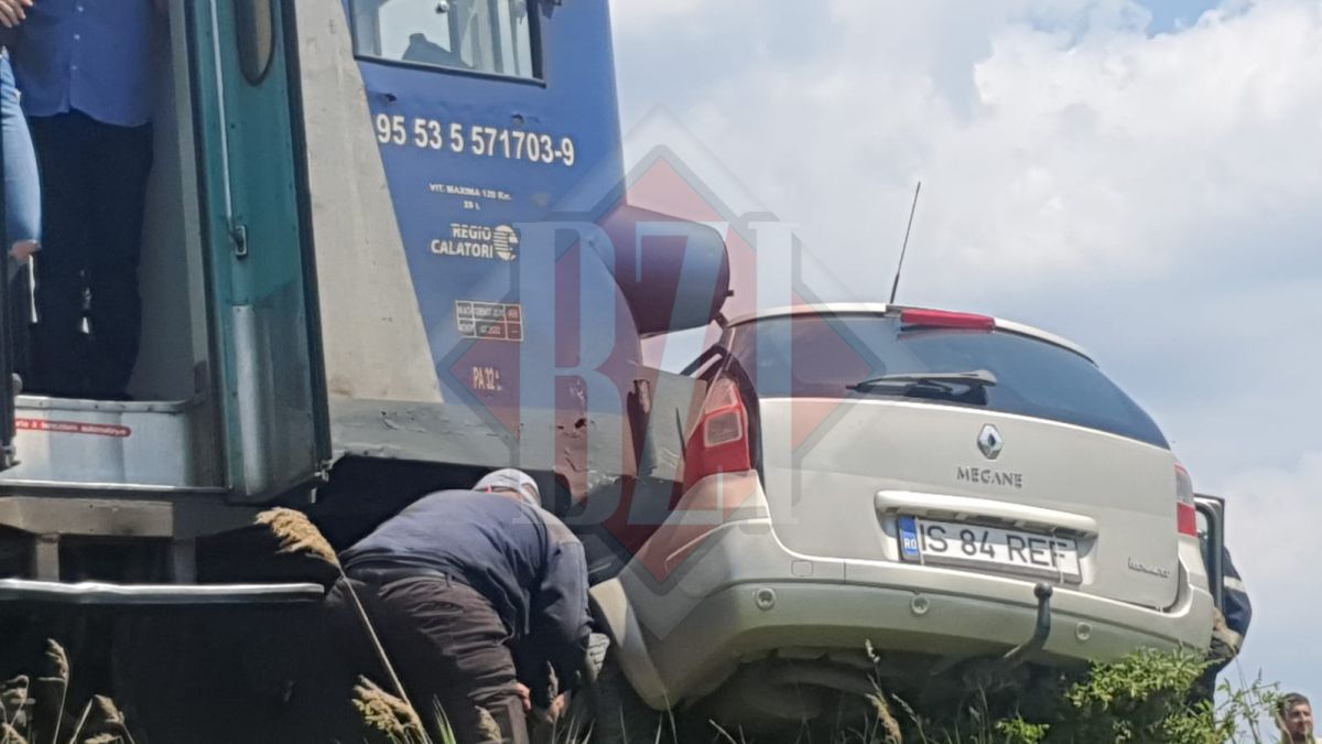 Accident feroviar grav la Iași! Un autoturism a fost lovit de tren – UPDATE, EXCLUSIV FOTO