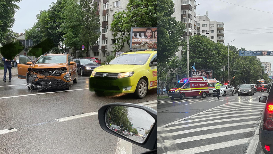 Accident rutier pe Independenței. Două autoturisme au intrat în coliziune – FOTO