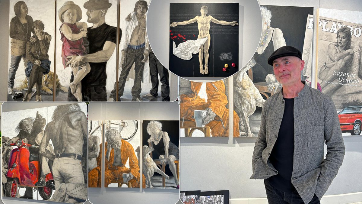 Un artist român, stabilit de 40 de ani în Germania, uimește ieșenii cu o expoziție la Palatul Braunstein. Ani de zile, și-a desenat prietenii în diferite ipostaze: „Am început să fac ceea ce mi-am dorit toată viața” – FOTO