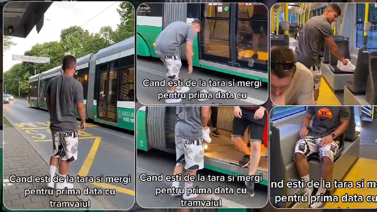 Regulă nouă la CTP? Oamenii trebuie să se descalțe înainte de a urca în tramvai. Iată primul călător din Iași care s-a conformat – FOTO/VIDEO