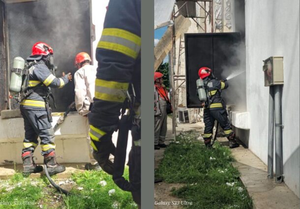 Pericol de explozie în Botoșani după ce un transformator electric pe bază de ulei a luat foc