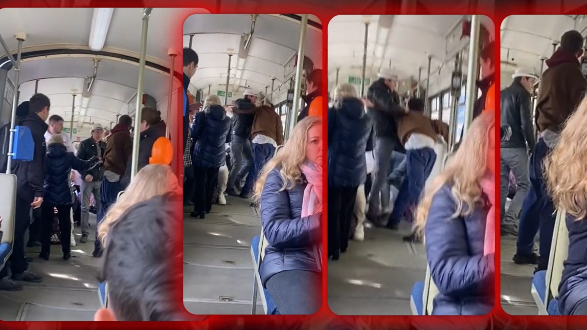 Scene ireale! Ring de K1 într-un tramvai din Iași. Călătorii au început să filmeze când au văzut că zboară pumni și picioare – FOTO/VIDEO