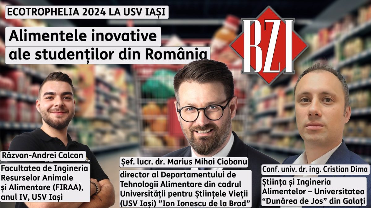 Despre competiția națională „Ecotrophelia” 2024, organizată de USV Iași, în Platoul BZI LIVE alături de șef. lucr. dr. Marius Mihai Ciobanu (USV Iași), conf. univ. dr. ing. Cristian Dima (Universitatea ”Dunărea de Jos” din Galați) și absolventul Răzvan-Andrei Calcan (USV Iași)
