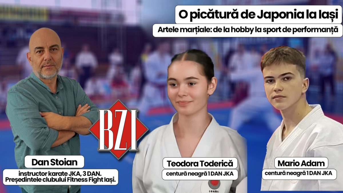 O picătură de Japonia la Iași. Artele marțiale prezentate de Dan Stoian, instructor karate Club Fitness Fight, împreună cu elevii Teodora Toderică și Mario Adam, la BZI LIVE