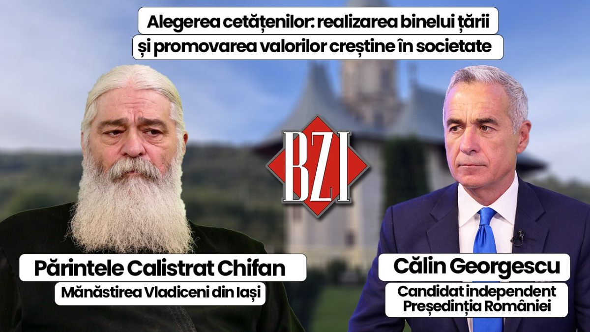 Ediție specială BZI LIVE la Mănăstirea Vlădiceni din Iași! Părintele Calistrat Chifan și Călin Georgescu, candidat independent Președinția României, discută despre promovarea valorilor creștine în societate