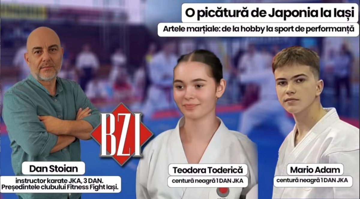 O picătură de Japonia la Iași. Artele marțiale prezentate de Dan Stoian, instructor karate Club Fitness Fight, împreună cu elevii Teodora Toderică și Mario Adam, doar la BZI LIVE