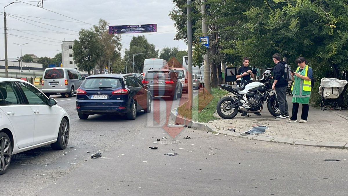 Accident rutier la Iași! O persoană a fost rănită în urma coliziunii dintre un autoturism și o motocicletă – UPDATE