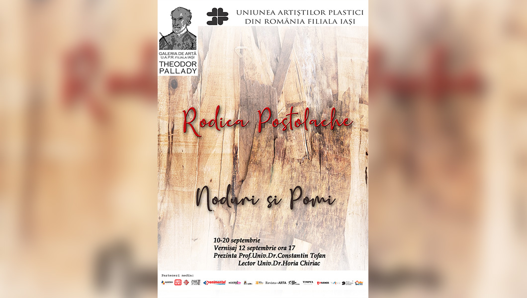 Invitație- expoziția de „NODURI ȘI POMI ” semnată de artista Rodica POSTOLACHE, 10-20 SEPTEMBRIE 2024, Galeria de artă „Th. Pallady” a U.A.P.R.