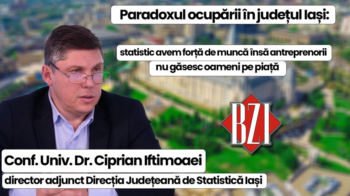 Statistic avem forță de muncă însă antreprenorii nu găsesc oameni pe piață. Despre acest paradox discută conf. univ. dr. Ciprian Iftimoaei, director adjunct Direcția Județeană de Statistică Iași, la BZI LIVE