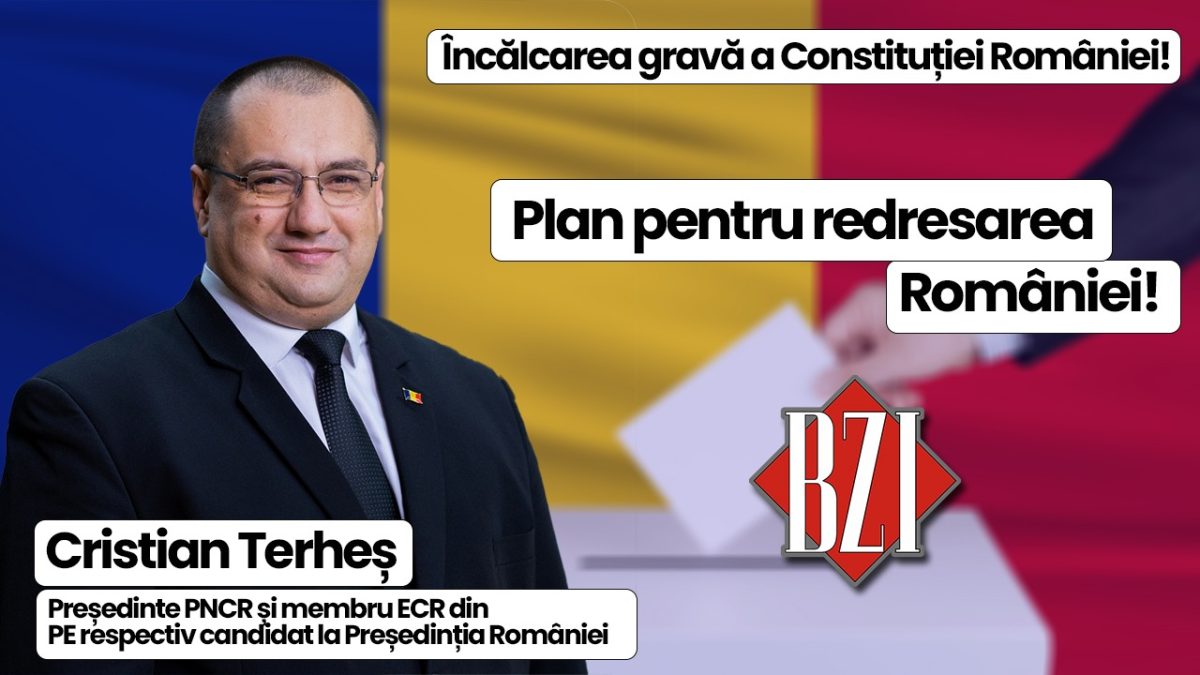 Cristian Terheș, europarlamentar, lider PNCR, membru ECR în PE și candidat la Președinția României dialoghează la BZI LIVE despre încălcarea Constituției și până la planul pentru redresarea României