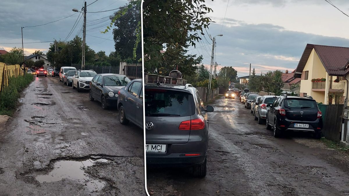Localnicii de pe strada Voinești sunt revoltați. Primarul Mihai Chirica le-a promis asfalt de 3 ani, însă drumul este plin de gropi