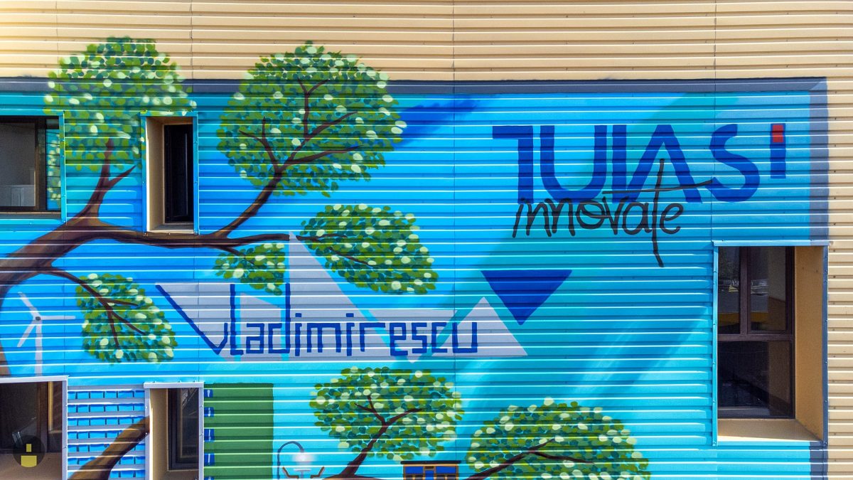 A fost realizat „Copacul Cunoașterii”, pictura murală spectaculoasă, de 220 de metri pătrați, care marchează intrarea în Campusul „Tudor Vladimirescu”