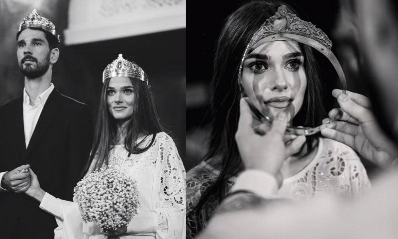 Imagini de la nunta secretă a lui Theo Rose cu Anghel Damian. Rochia de mireasă a fost una total atipică