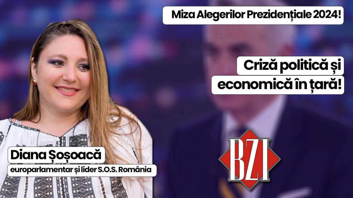 Talk-show special și exclusiv, marca BZI LIVE! Europarlamentarul român Diana Șoșoacă, lider S.O.S. România, dialoghează pe temele cele mai fierbinți ale momentului și despre care poate fi deznodământul Alegerilor Prezidențiale!