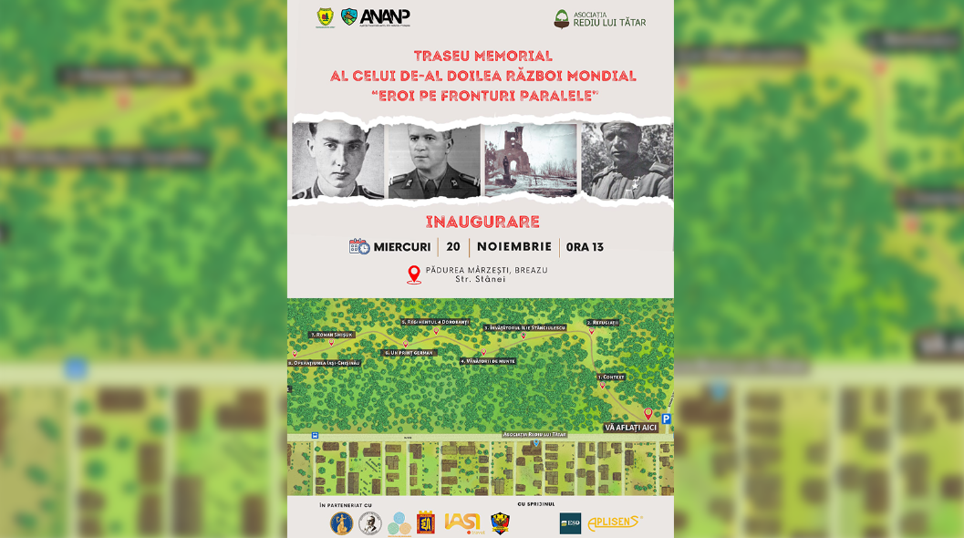 Inaugurarea memorialului „Eroi pe fronturi paralele”, la Pădurea Mârzeşti