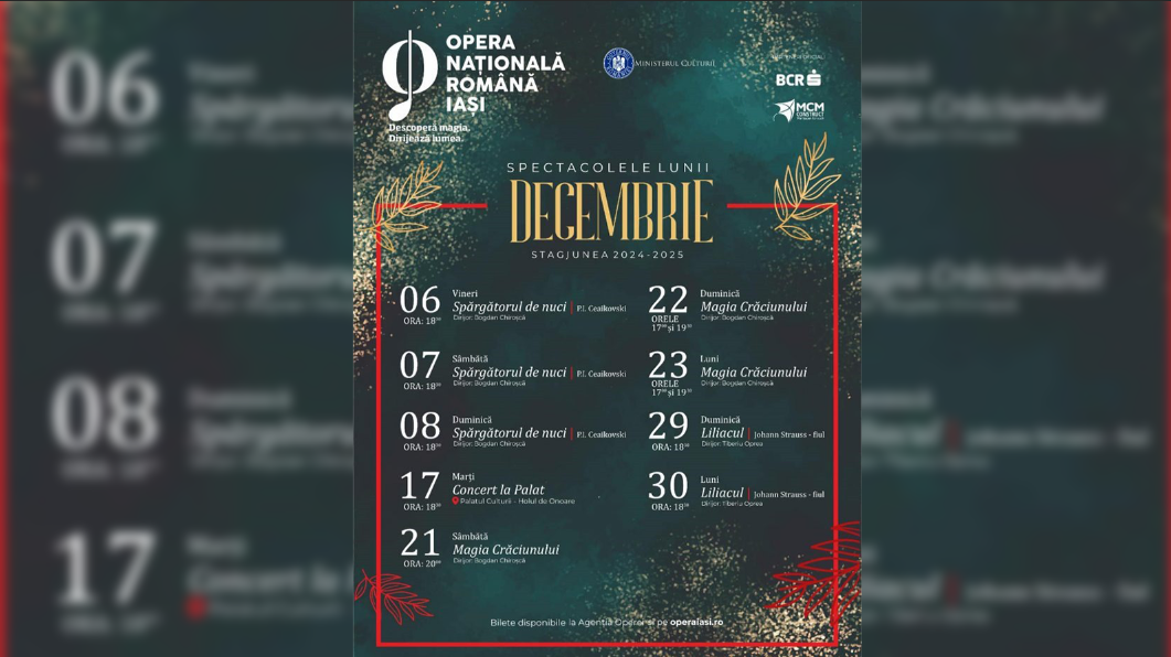 Opera Națională Română Iași, 11 spectacole oferite luna viitoare. Biletele de intrare vor fi puse astăzi în vânzare