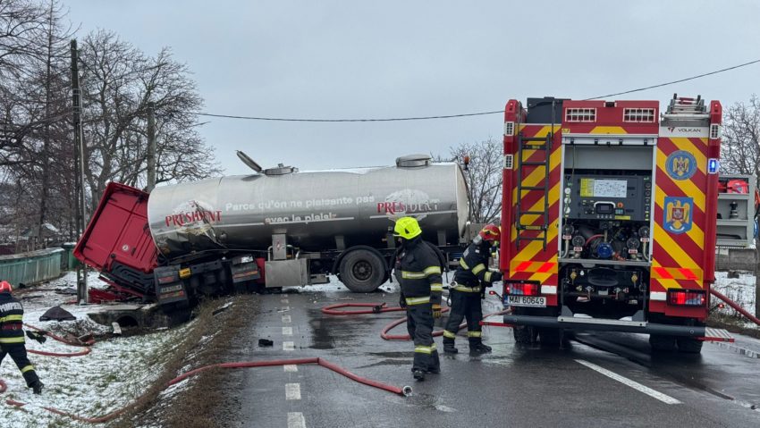 Tragedie la Suceava: Cisternă în flăcări și patru răniți după un accident grav