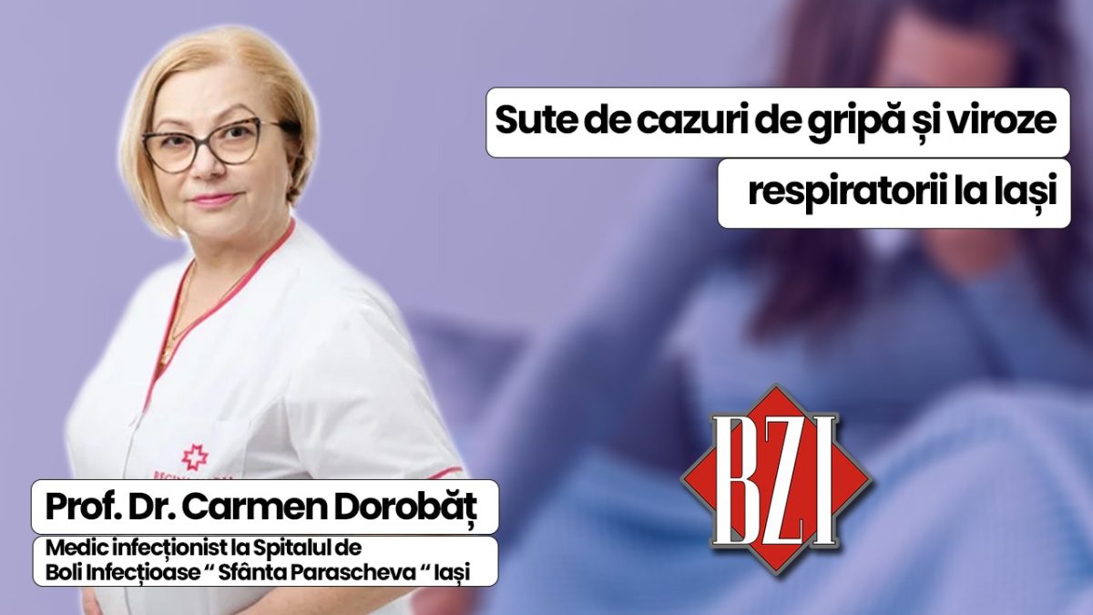 Prof. dr. Carmen Dorobăț, medic infecționist în cadrul Spitalului de Boli Infecțioase “Sf. Parascheva” Iași, discuție în emisiunea de Sănătate BZI LIVE, despre formele virozelor respiratorii și a celor de gripă înregistrate în ultimele săptămâni