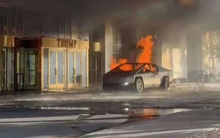 Momentul în care Tesla Cybertruck explodează în fața hotelului lui Donald Trump a fost surprins de camerele de supraveghere
