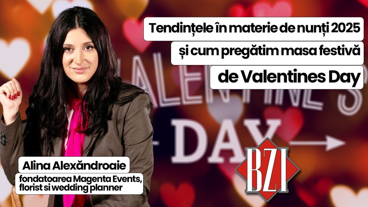 LIVE VIDEO – Alina Alexăndroaie, fondatoarea Magenta Events, florist si wedding planner, discută în emisiunea BZI LIVE, ne va vorbi despre tendințele în materie de nunți în 2025 și cum pregătim ziua de Valentines Day