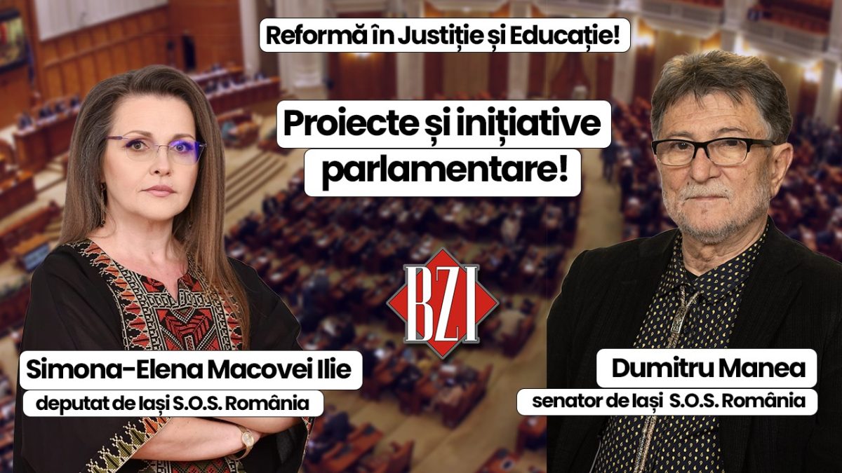 Dezbatere politică în Studioul BZI cu invitații permanenți: Simona – Elena Macovei Ilie – deputat S.O.S. România și Dumitru Manea alias Miron Manega – senator S.O.S. România! Totul despre ce se întâmplă pe plan intern respectiv proiecte și inițiative parlamentare