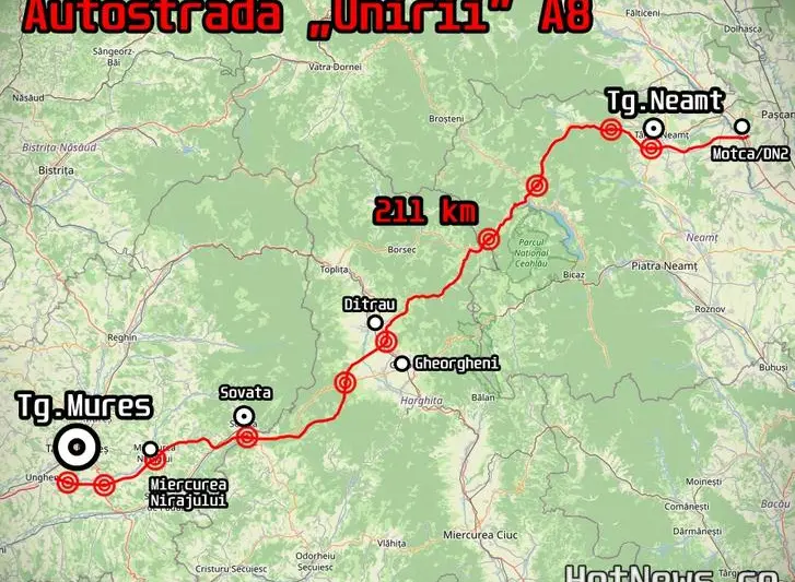 Primul șantier pe autostrada A8 Tg. Mureș – Iași – Ungheni se deschide astăzi. Încep lucrările pe segmentul Leghin – Moțca