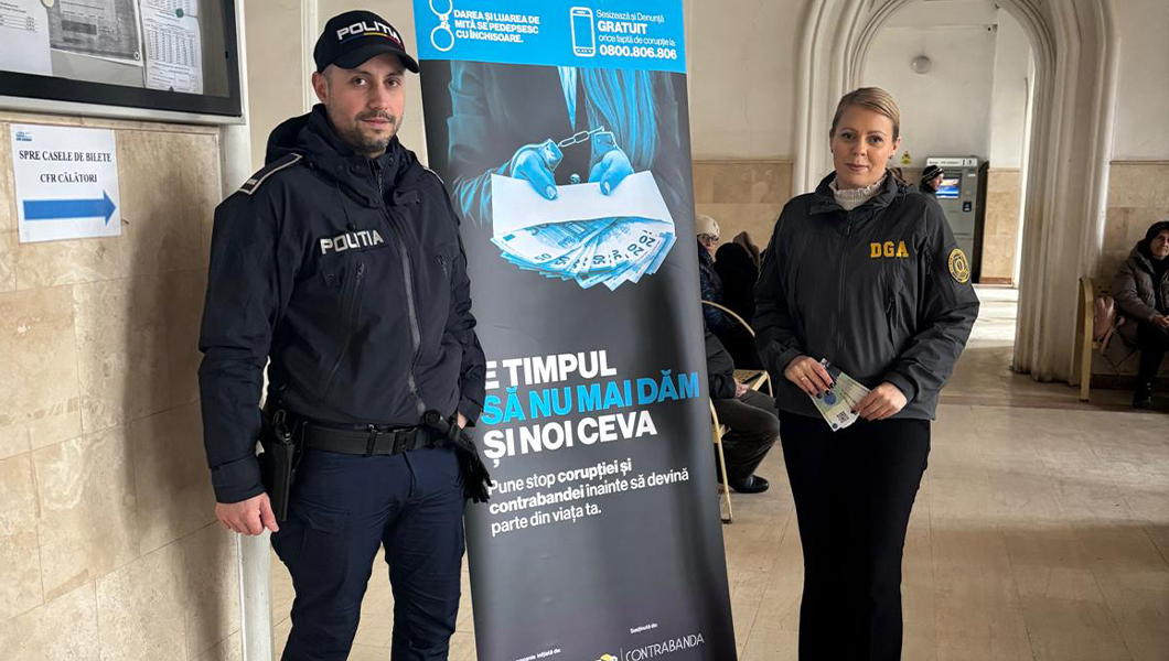 Campanie de prevenire a corupției desfășurată la Stația CFR Iași de ofițerii DGA