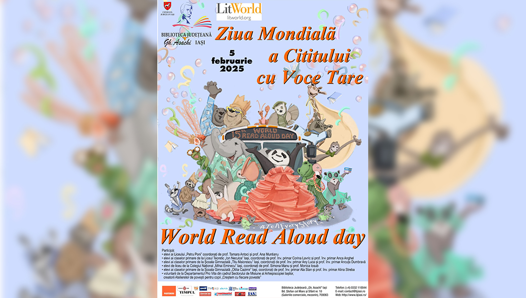 Biblioteca Județeană „Gh. Asachi” Iași sărbătorește pentru a 15-a oară Ziua Mondială a Cititului cu Voce Tare alături de LitWorld