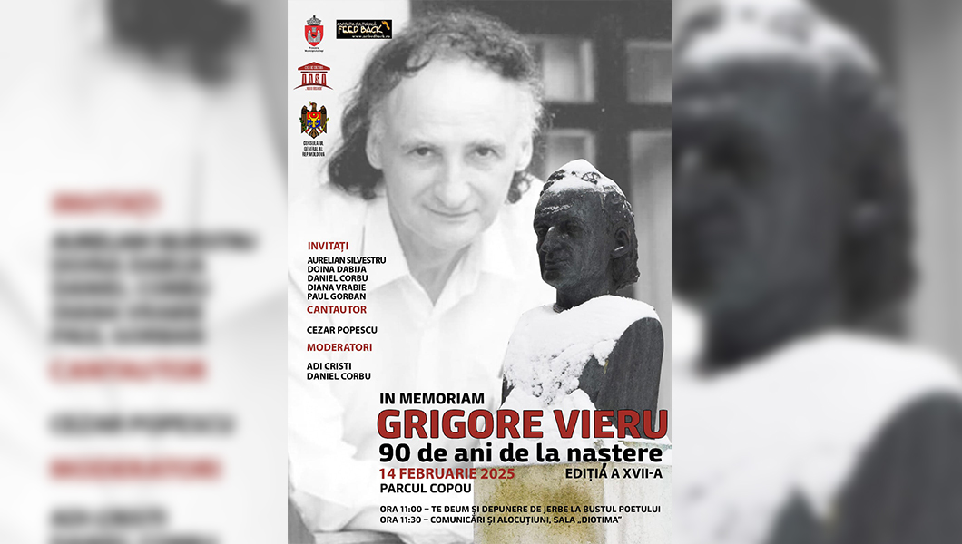 „In memoriam Grigore Vieru”, 90 de ani de la naştere, la Casa de Cultură „Mihai Ursachi” a Municipiului Iaşi