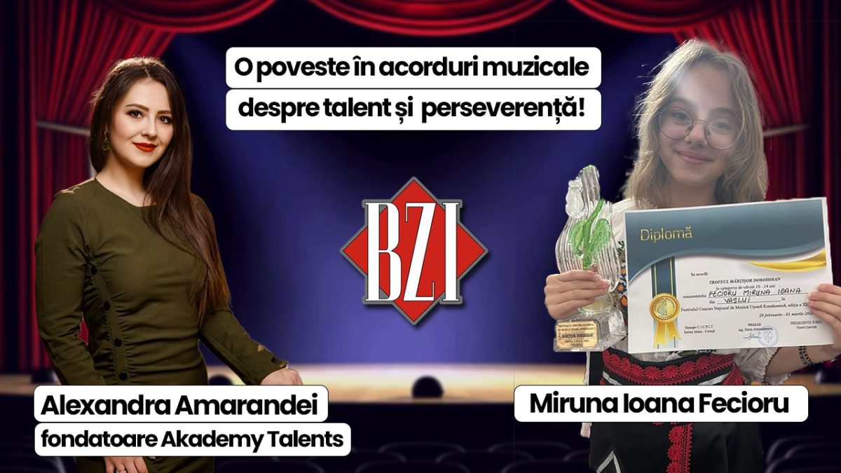 O poveste în acorduri muzicale despre talent și perseverență cu Alexandra Amarandei, fondatoare Akademy Talents, la BZI LIVE