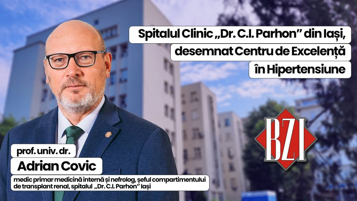 Prof. univ. dr. Adrian Covic, medic primar medicină internă și nefrolog, șeful compartimentului de transplant renal, Spitalul „Dr. C.I. Parhon” Iași, vorbește în platoul BZI LIVE, despre unitatea medicală, desemnată în 2024, Centru de Excelență în Hipertensiune