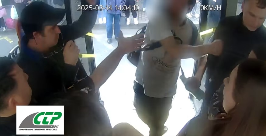 Un șofer de autobuz din Iași a fost atacat brutal în timpul serviciului! Camerele de supraveghere au surprins momentul