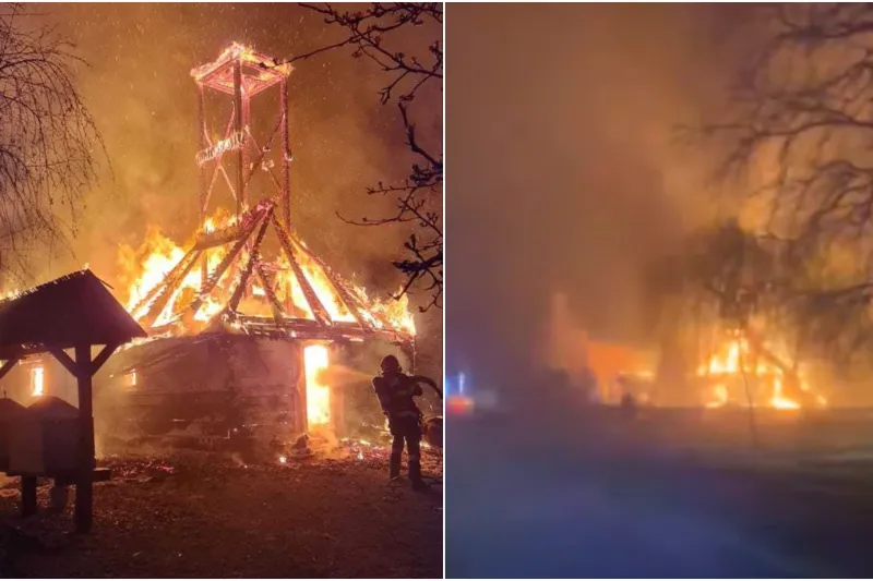 Tragedie la Muzeul Satului din Timișoara! Biserica de lemn din Topla, mistuită de flăcări în miez de noapte