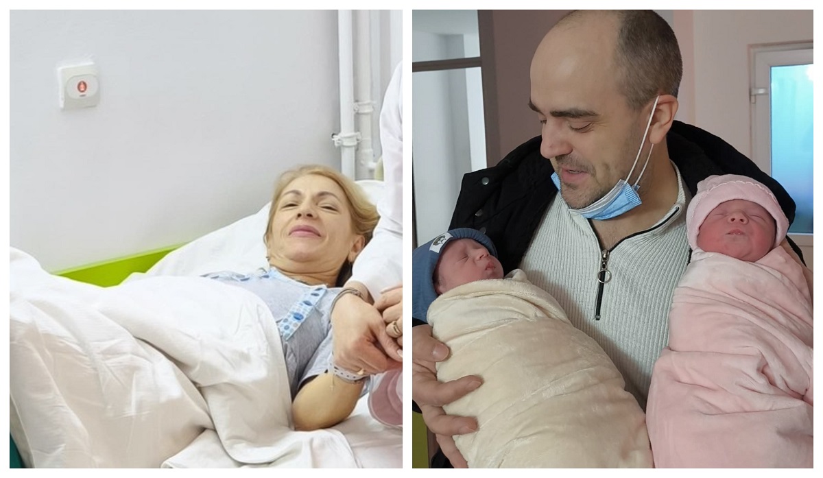 Carmen, o femeie din Baia Mare, a devenit mamă de gemeni la vârsta de 57 de ani. Soțul ei este cu 22 de ani mai tânăr