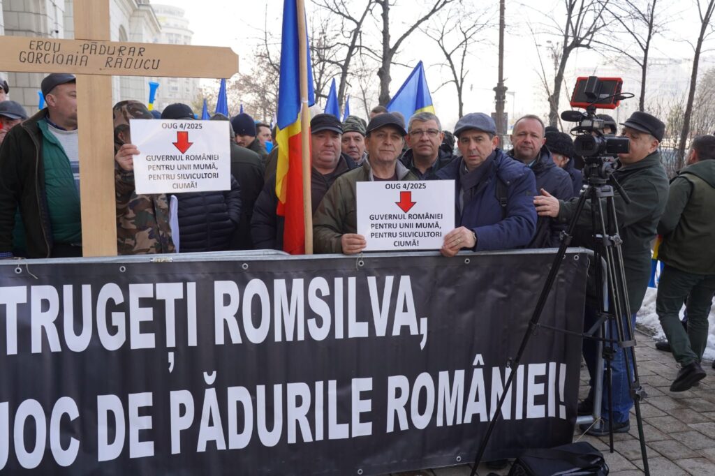 Protest în fața Guvernului! Silvicultorii au ieșit în stradă pentru a-și striga nemulțumirile