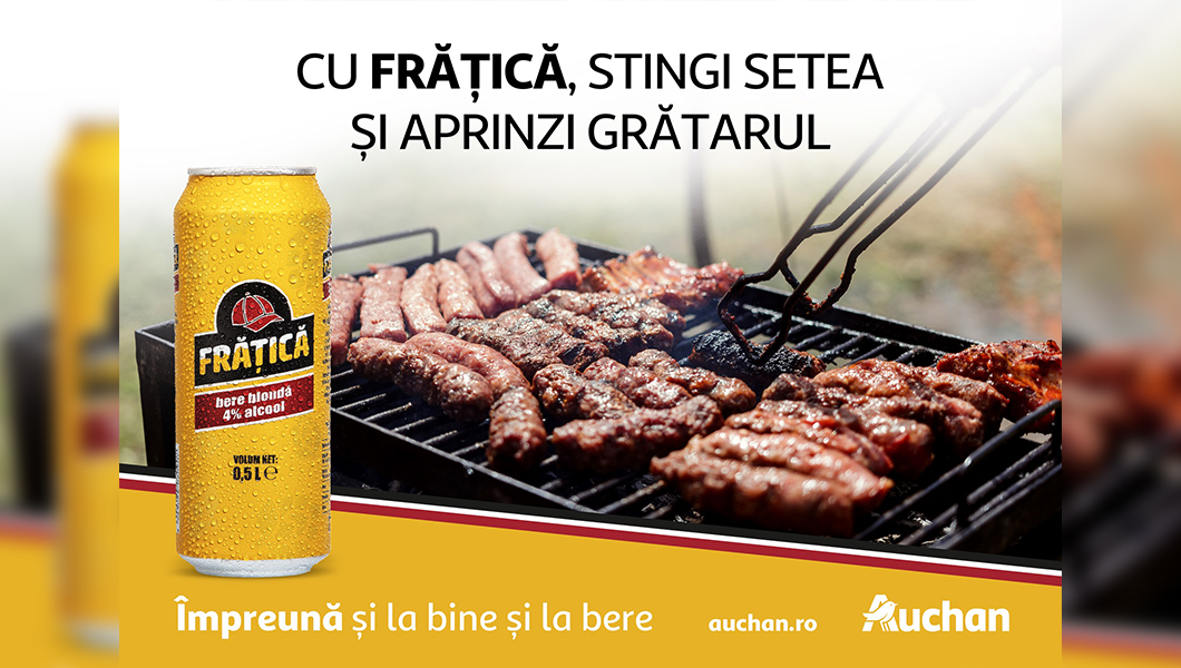 Începe sezonul de grătare! Frățică, berea care nu trebuie să lipsească de pe masă – acum, disponibilă exclusiv la Auchan