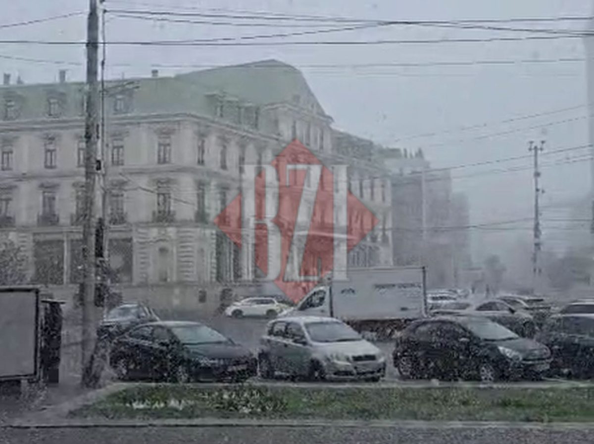 Ninge ca-n povești la Iași, în aprilie! Mii de fulgi dansează în aer în timp ce șoferii au de furcă