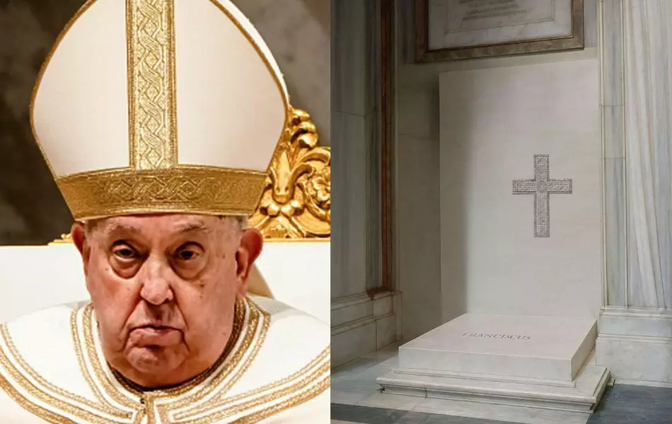 Cum arată mormântul Papei Francisc din Bazilica Santa Maria Maggiore. Piatra funerară este realizată din marmură