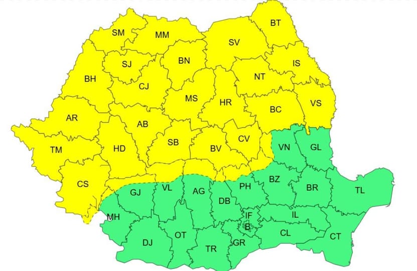 Răcire accentuată a vremii și precipitații mixte în zona montană, până marți dimineață