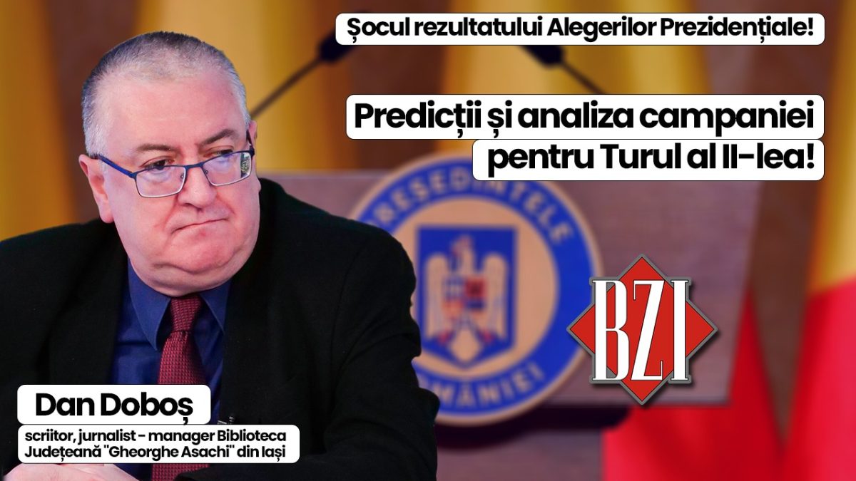 Analiza momentului la BZI LIVE alături de Dan Doboș, scriitor, jurnalist și manager Biblioteca Județeană „Gheorghe Asachi” din Iași. Comentarea rezultatului Alegerilor Prezidențiale, viitorul președinte, situația socio-economică și politică din țară