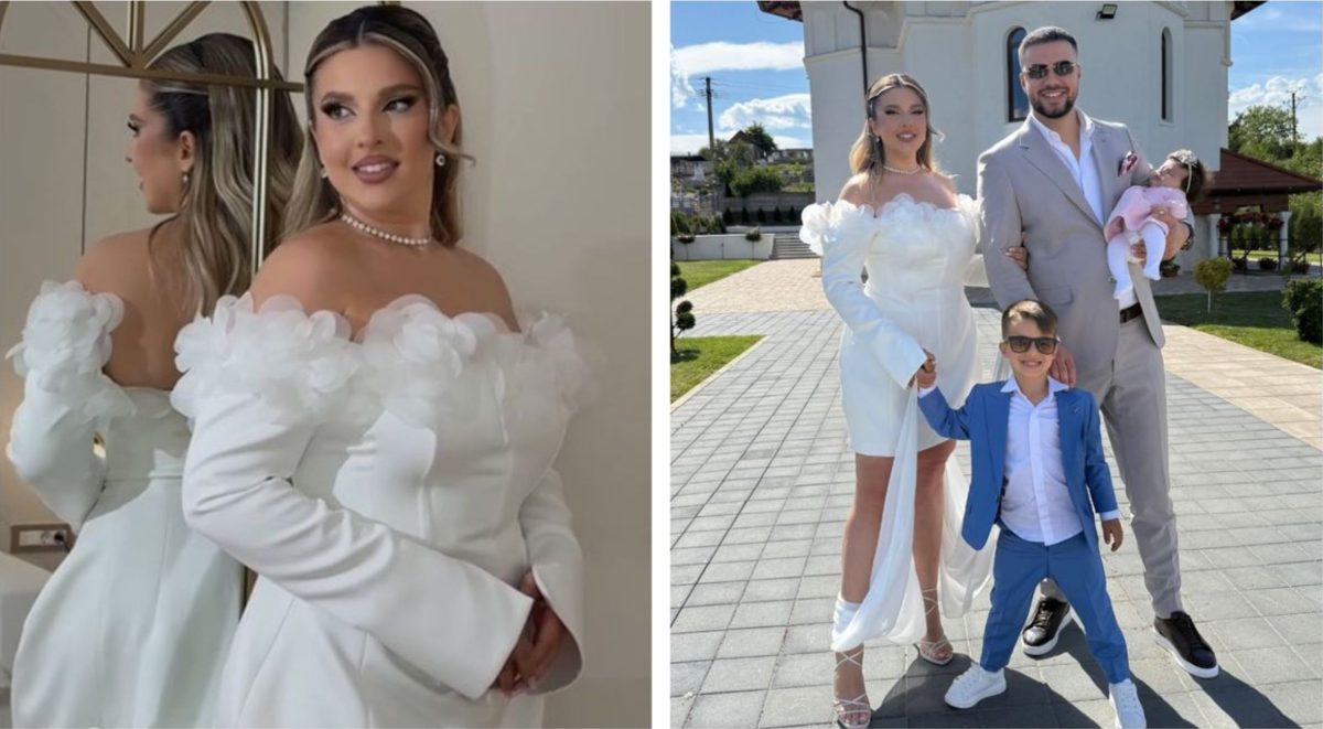 Cât costă rochia purtată de Daniela Sterp la botezul fiicei sale. Soția lui Culiță Sterp a întors toate privirile