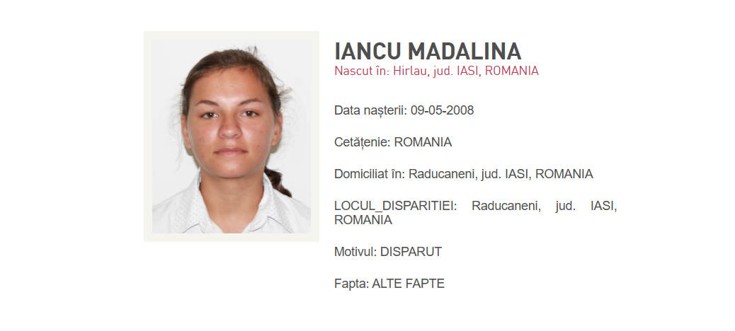 Ați văzut-o? O tânără în vârstă de 17 de ani a fost dată dispărută