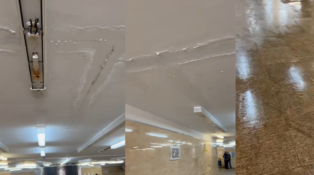 Pasajul din Piața Unirii, inundat! Apa se prelinge din tavan după ploile abundente din ultimele zile