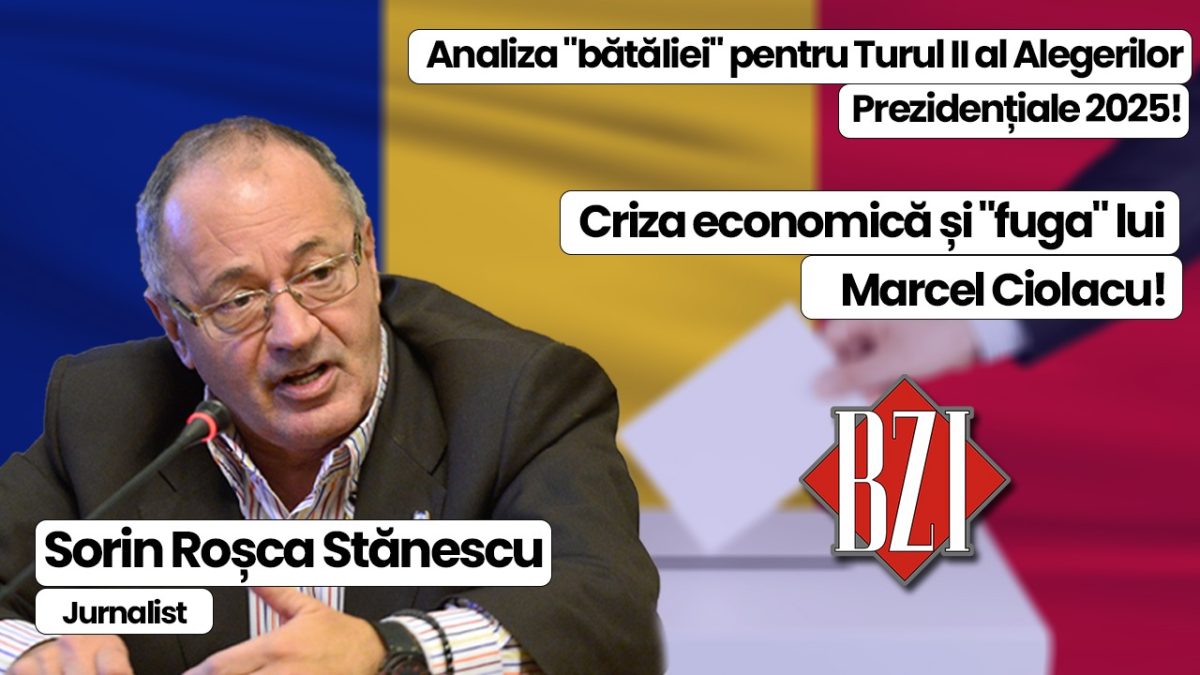 Super talk-show BZI LIVE săptămânal cu invitatul special permanent, nașul presei din România, senior-jurnalistul Sorin Roșca Stănescu! De la „bătălia” pentru Palatul Cotroceni la criza economică și realitatea geopolitică și geostrategică internațională