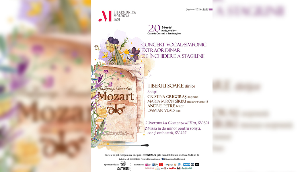 Concert extraordinar de închidere a stagiunii 2024-2025, la Filarmonica „Moldova” Iași