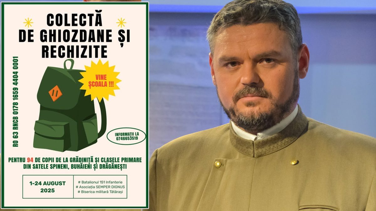 Un preot militar din Iași vrea să pregătească pentru școală 94 de copilași!  Pr. Valentin Pâțâligă: „Au nevoie de caiete noi, bune, frumoase, să aibă chef să meargă la școală”