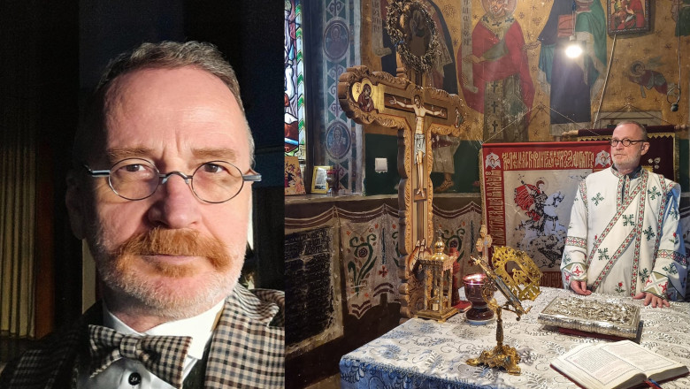 Ovidiu Cuncea, diacon și actor, prezent la altar pentru Kira Hagi și Thomas Ferfelis. „Slujba religioasă a fost înălțătoare”