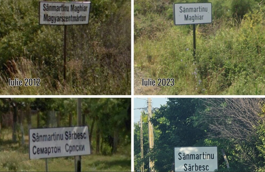 Controversă în Banat! Plăcuțele bilingve au fost înlocuite cu unele doar în limba română, iar comunitățile locale reacționează