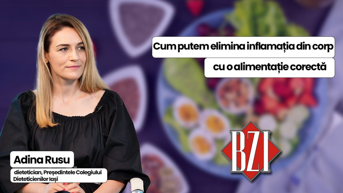 LIVE VIDEO – Ce alimente ne provoacă inflamații în corp? Află cum ar trebui să arate masa ta zilnică de la dieteticianul Adina Rusu, președinta Colegiului Dieteticienilor Iași