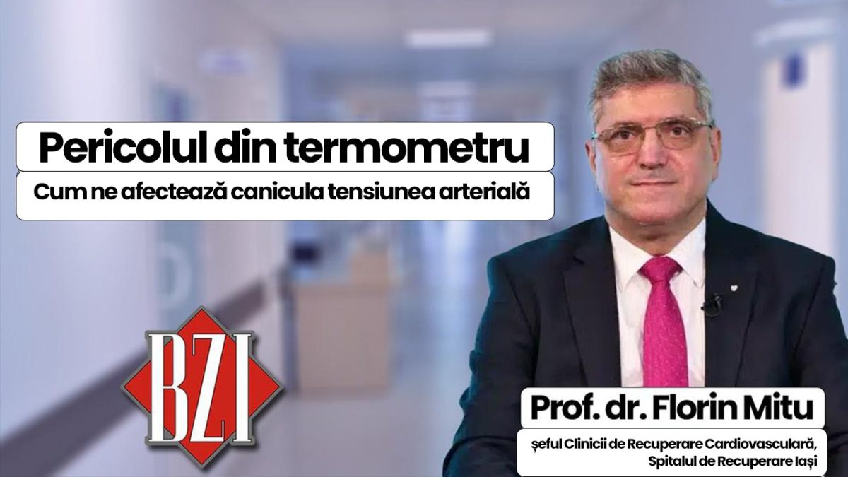 LIVE VIDEO – Prof. dr. Florin Mitu, șeful Clinicii de Recuperare Cardiovasculară din cadrul Spitalului de Recuperare Iași, despre pericolul din termometru și cum ne afectează canicula tensiunea arterială